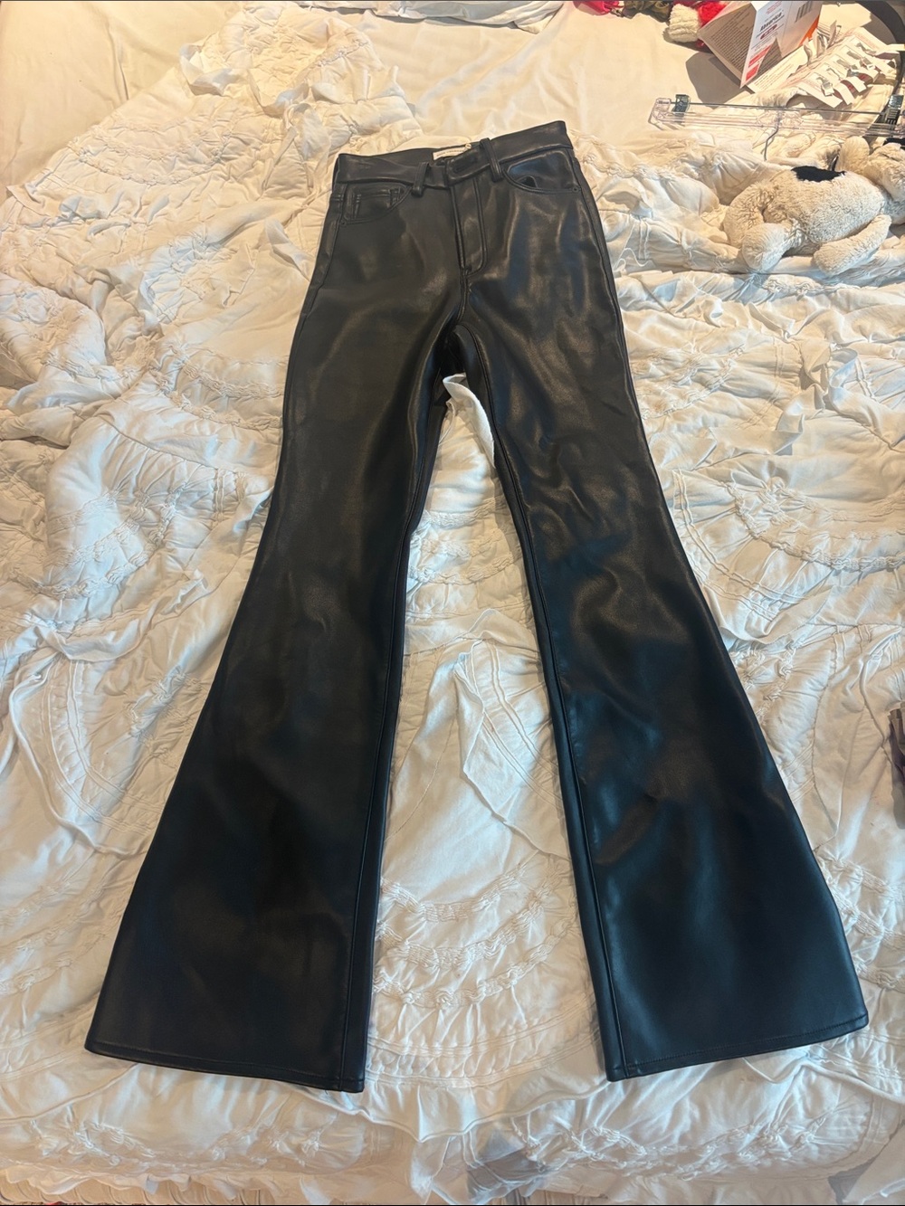 Good American Black Faux Leather Bootcut Pants